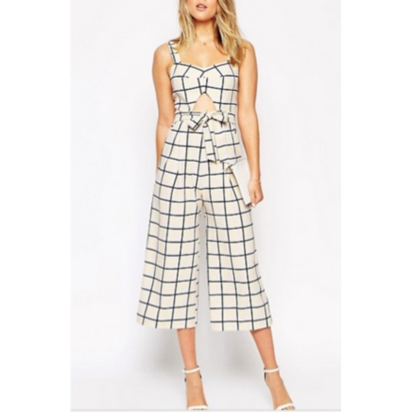 ASOS Pants - ASOS Jumpsuit in Grid Print w Cutout US 4 XS
